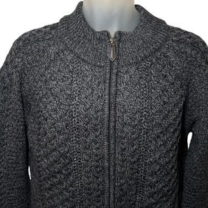 NWT Boston Irish Sweater Co  Full Zip Cardigan 100% Merino Wool Charcoal Size L